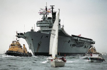 Pictured: The most recent Ark Royal returns in triumph to Portsmouth from her key role in the 2003 Iraq War – her predecessor took part in the Bismarck Action. Photo: Jonathan Eastland/AJAX.