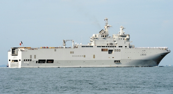 Pictured: The French Navy LHD Mistral at Singapore to take part in the IMDEX Asia 2011 Exhibition.  Photo: Guy Toremans.